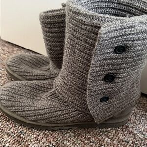 UGG Brown Knit Boots with Button Accents